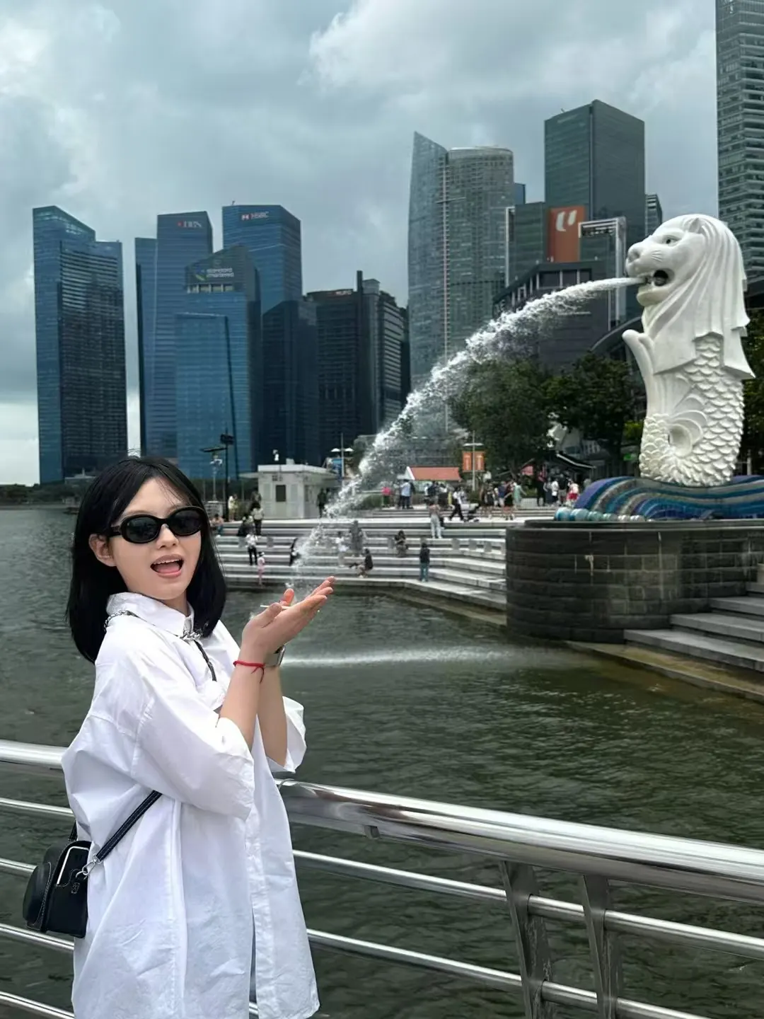 于滢在新加坡鱼尾狮公园旅行